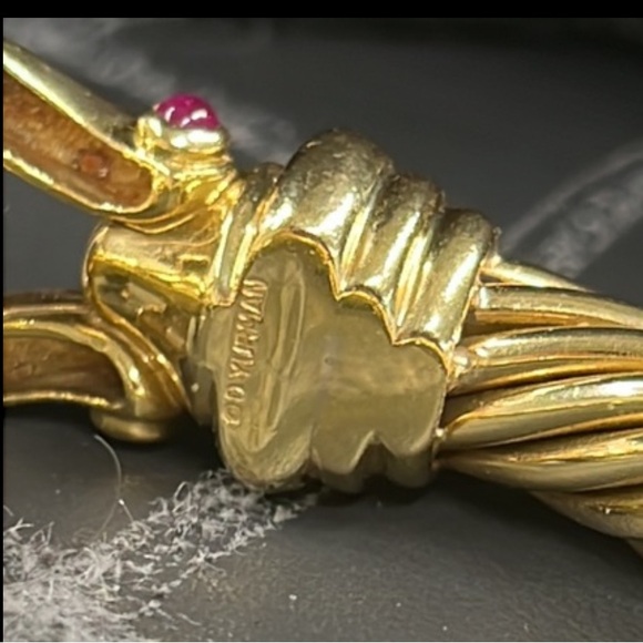 David Yurman 60.7 grams 18kt / 750 solid yellow gold bracelet w cabochon rubys - Picture 11 of 15